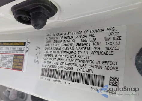 2022 Honda Cr-V Awd Ex from USA, damaged, VIN 2HKRW2H57NH660368